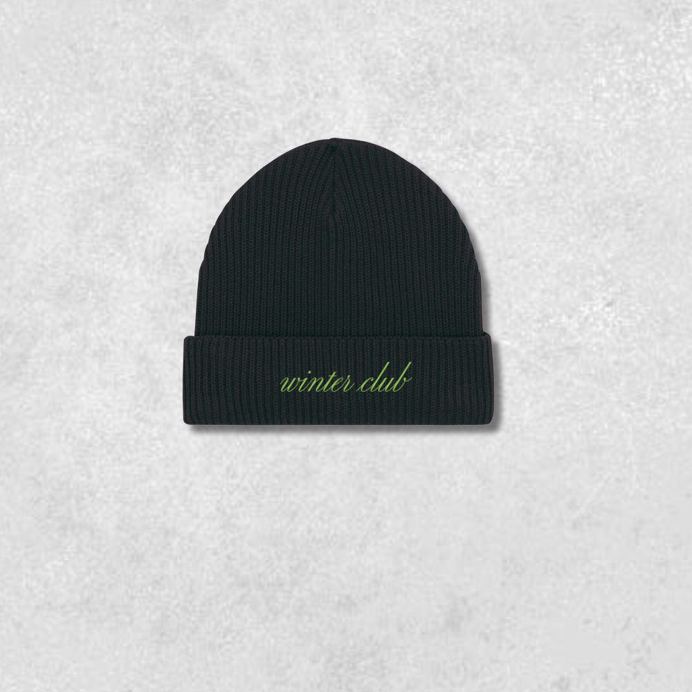 Black winter club notes beanie