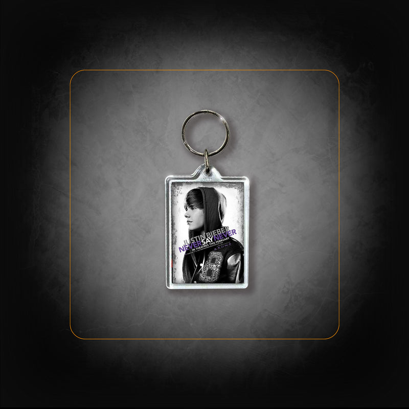 Porte-clé never say never Justin Bieber